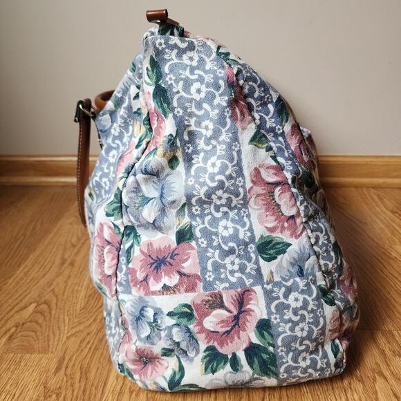 Gitano Floral Tapestry Weekender Duffle Bag With Leather Straps 90's Vintage - Picture 5 of 11